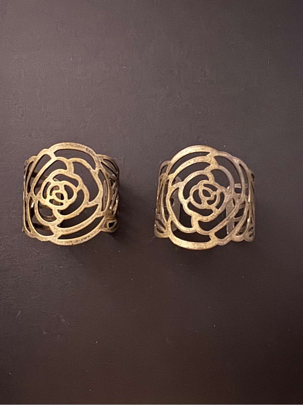 Floral Cutout Metal Cuff Bracelet - Bronze - Picture 2 of 3